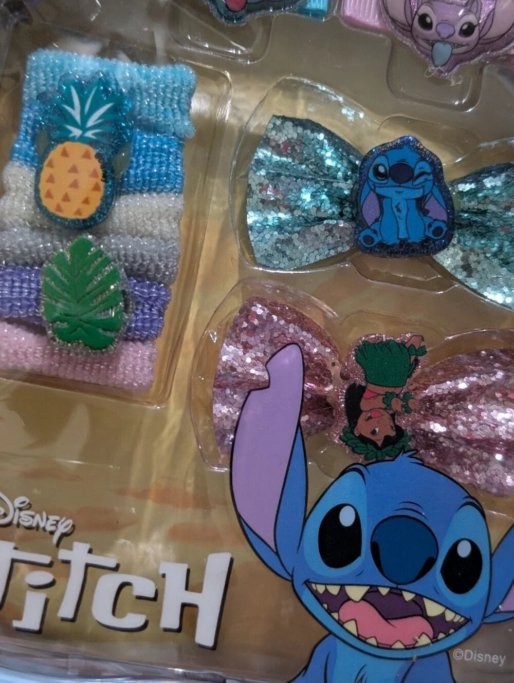 Disney Stitch Clear Mini Backpack with Blue & Purple Accents and Hair Clips
